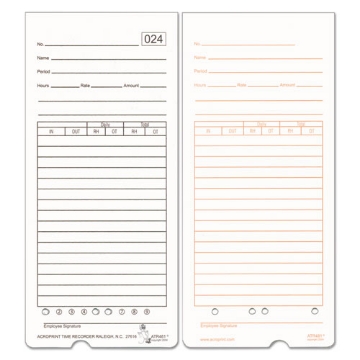 Picture of Time Clock Cards For Acroprint Atr480, Two Sides, 7.5 X 3.35, 50/pack