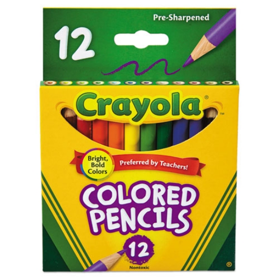 Picture of Short-Length Colored Pencil Set, 3.3 mm, 2B, Assorted Lead and Barrel Colors, Dozen