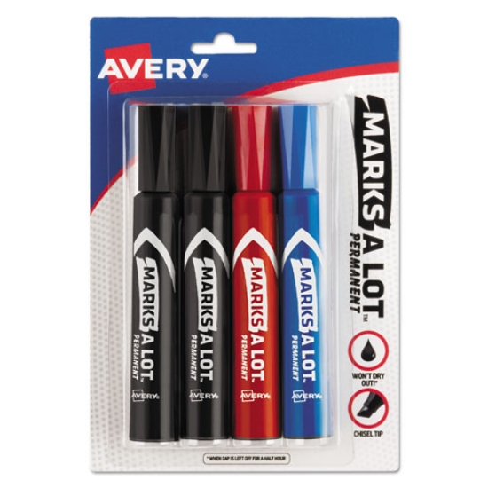 Picture of Marks A Lot Regular Desk-Style Permanent Marker, Broad Chisel Tip, Assorted Colors, 4/set (7905)