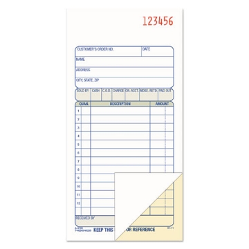 Picture of 2-Part Sales Book, 12 Lines, Two-Part Carbon, 3.38 x 6.69, 50 Forms Total