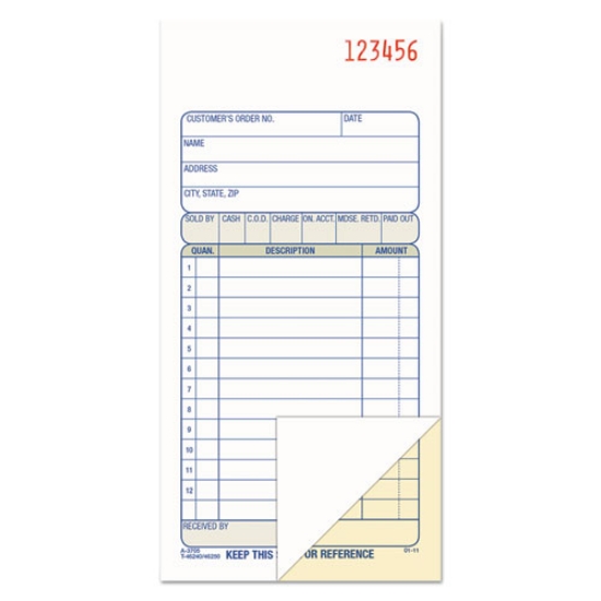 Picture of 2-Part Sales Book, 12 Lines, Two-Part Carbon, 3.38 x 6.69, 50 Forms Total