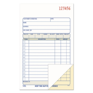 Picture of 2-Part Sales Book, 12 Lines, Two-Part Carbon, 6.69 x 4.19, 50 Forms Total