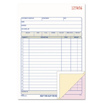Picture of 2-Part Sales Book, 18 Lines, Two-Part Carbon, 7.94 x 5.56, 50 Forms Total