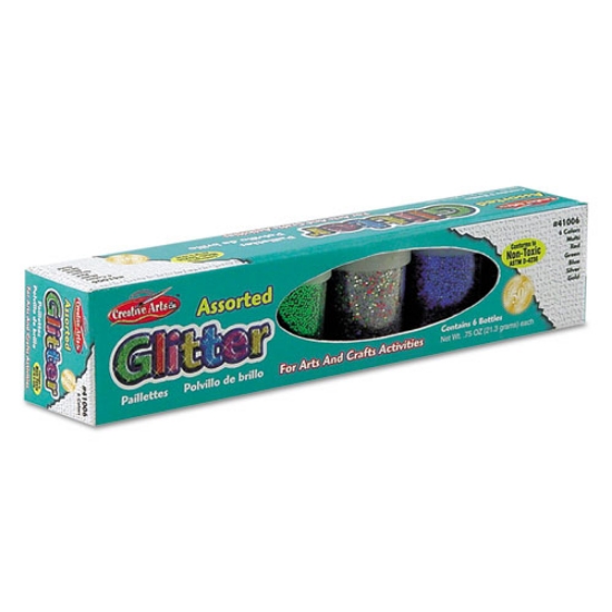 Picture of Charles Leonard Glitter Set, Assorted, 0.75 Oz Shaker-Top Jar, 6/set