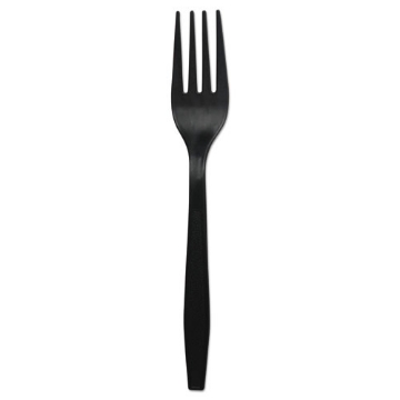 Picture of Heavyweight Polypropylene Cutlery, Fork, Black, 1000/carton