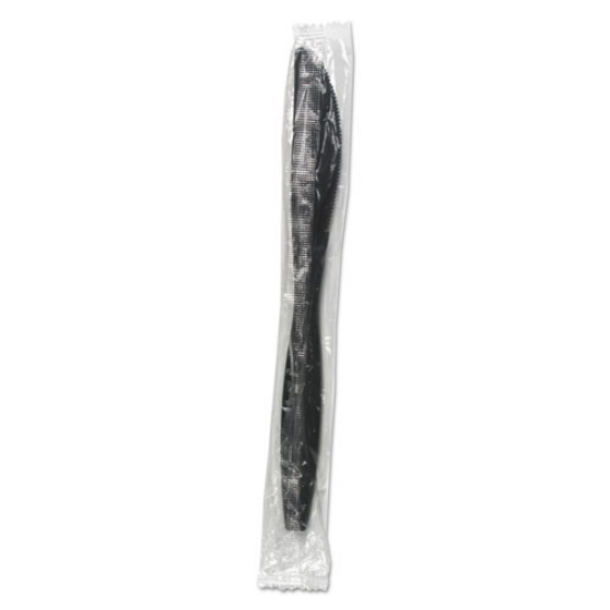 Picture of Heavyweight Wrapped Polypropylene Cutlery, Knife, Black, 1,000/carton