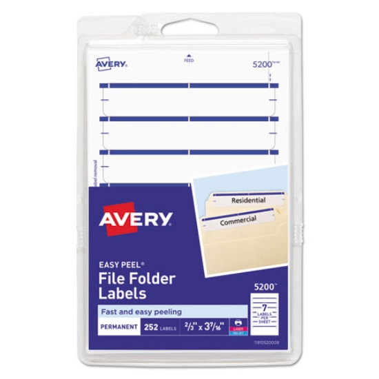 Picture of Printable 4" X 6" - Permanent File Folder Labels, 0.69 X 3.44, White, 7/sheet, 36 Sheets/pack, (5200)