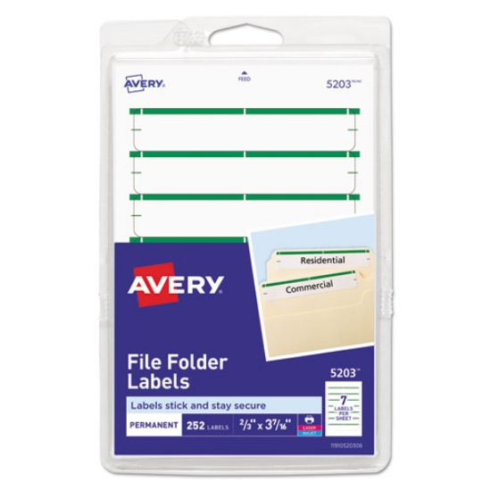 Picture of Printable 4" X 6" - Permanent File Folder Labels, 0.69 X 3.44, White, 7/sheet, 36 Sheets/pack, (5203)