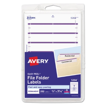 Picture of Printable 4" X 6" - Permanent File Folder Labels, 0.69 X 3.44, White, 7/sheet, 36 Sheets/pack, (5204)