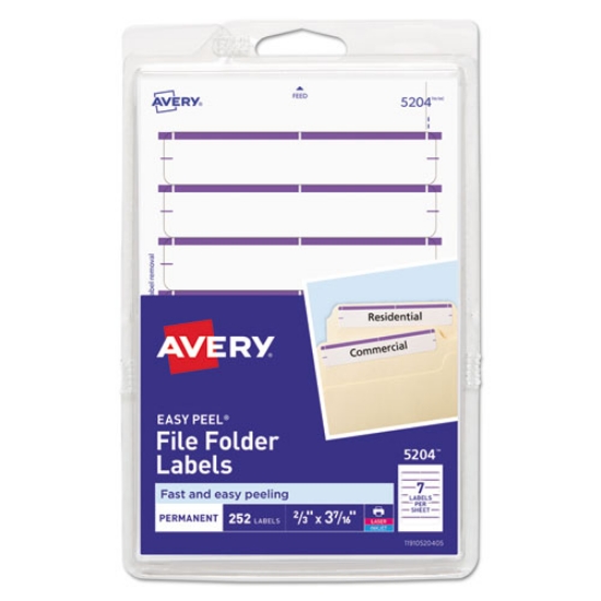 Picture of Printable 4" X 6" - Permanent File Folder Labels, 0.69 X 3.44, White, 7/sheet, 36 Sheets/pack, (5204)