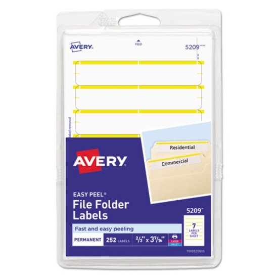 Picture of Printable 4" X 6" - Permanent File Folder Labels, 0.69 X 3.44, White, 7/sheet, 36 Sheets/pack, (5209)