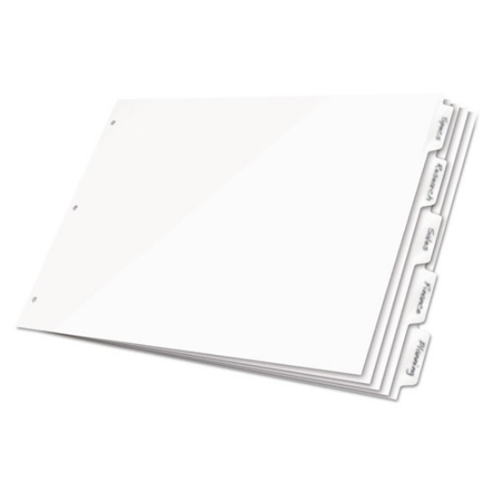 Picture of Write 'n Erase Tabloid Index Dividers, 5-Tab, 11 X 17, White, 1 Set