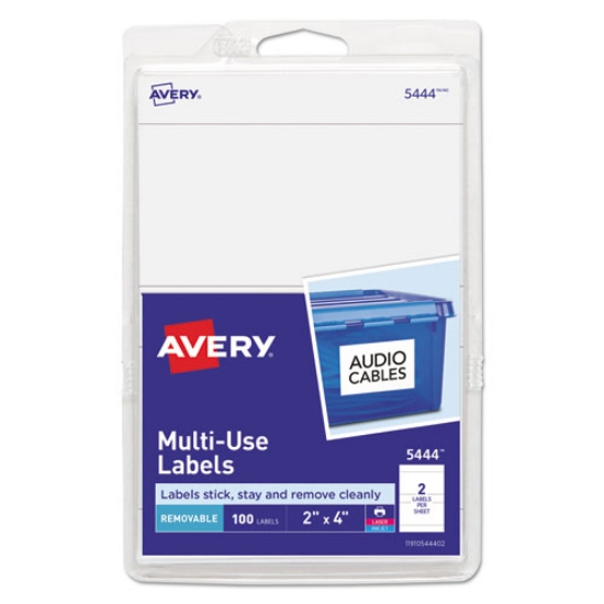 Picture of Removable Multi-Use Labels, Inkjet/laser Printers, 2 X 4, White, 2/sheet, 50 Sheets/pack, (5444)