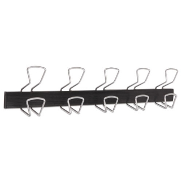 Picture of Wall-Mount Coat Hooks, 29.92 x 2.95 x 6.45, Metal, Silver, 22 lb Capacity