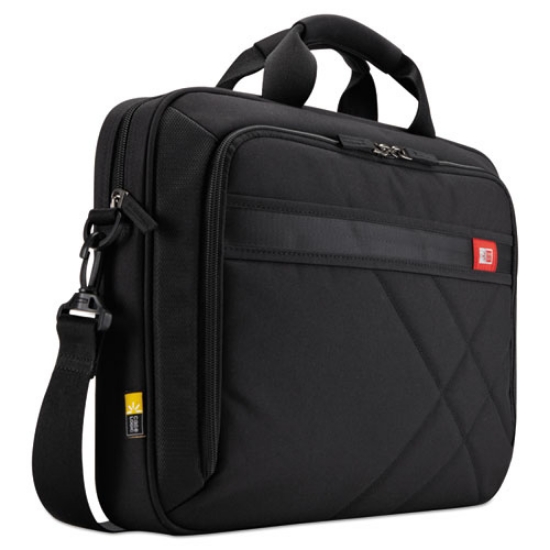 Picture of Diamond Briefcase, Fits Devices Up to 15.6", Polyester, 16.1 x 3.1 x 11.4, Black