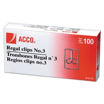 Picture of Regal Clips, #3, Smooth, Silver, 100/Box