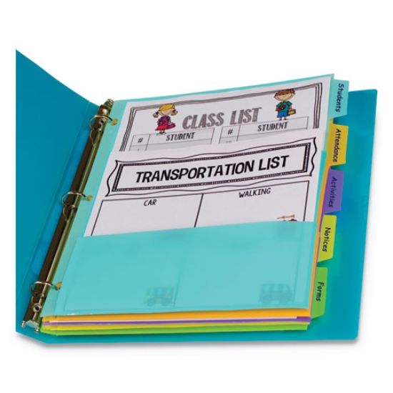 Picture of Index Dividers With Multi-Pockets, 5-Tab, 11.5 X 10, Assorted, 1 Set