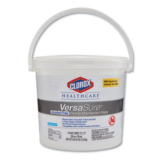 Picture of VersaSure Cleaner Disinfectant Wipes, 1-Ply, 12 x 12, Fragranced, White, 110/Bucket