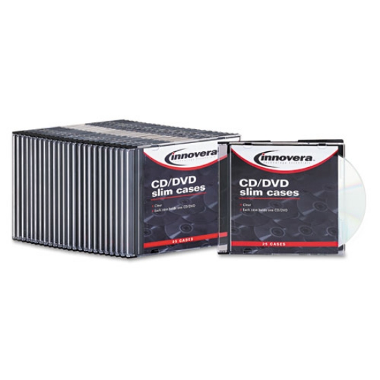 Picture of Cd/dvd Slim Jewel Cases, Clear/black, 25/pack