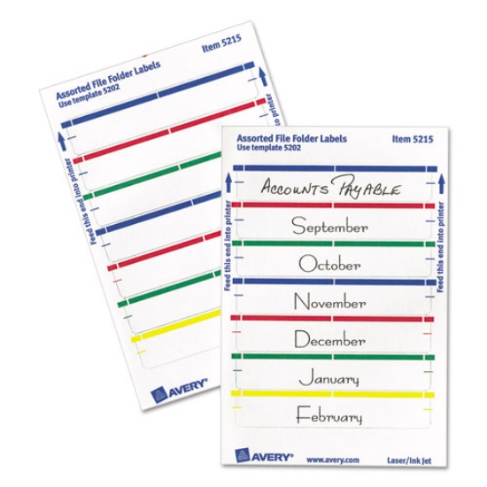 Picture of Printable 4" X 6" - Permanent File Folder Labels, 0.69 X 3.44, White, 7/sheet, 36 Sheets/pack, (5215)