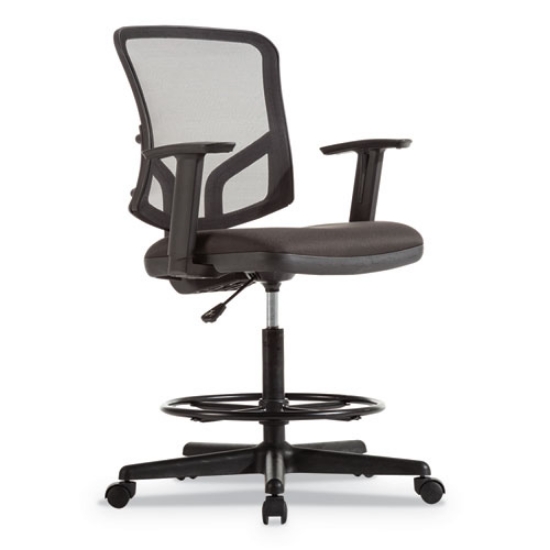 Picture of Alera Everyday Task Stool, Fabric Seat, Mesh Back, Supports Up To 275 Lb, 20.9" To 29.6" Seat Height, Black