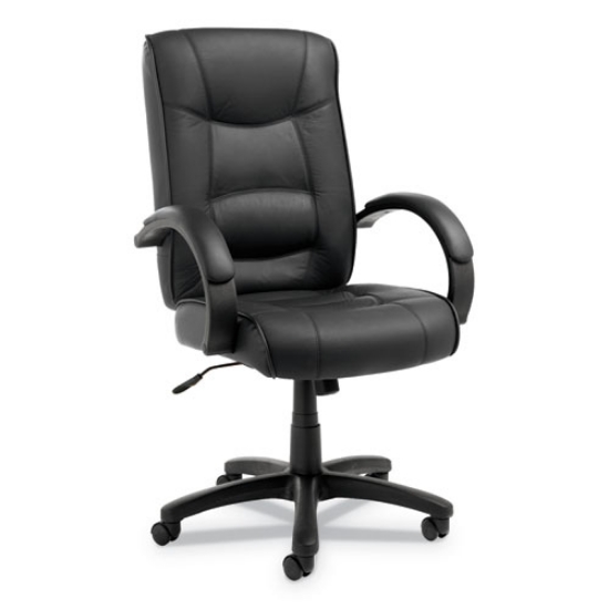 Picture of Alera Strada Series High-Back Swivel/tilt Top-Grain Leather Chair, Supports Up To 275 Lb, 17.91" To 21.85" Seat Height, Black