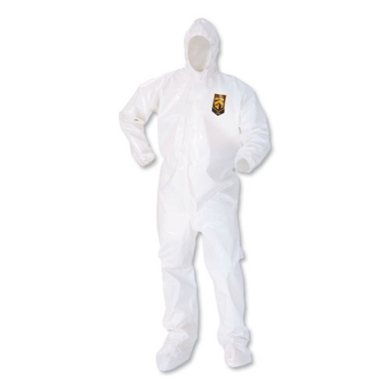 Picture of A80 Elastic-Cuff Hood and Boot Coveralls, Large, White, 12/Carton