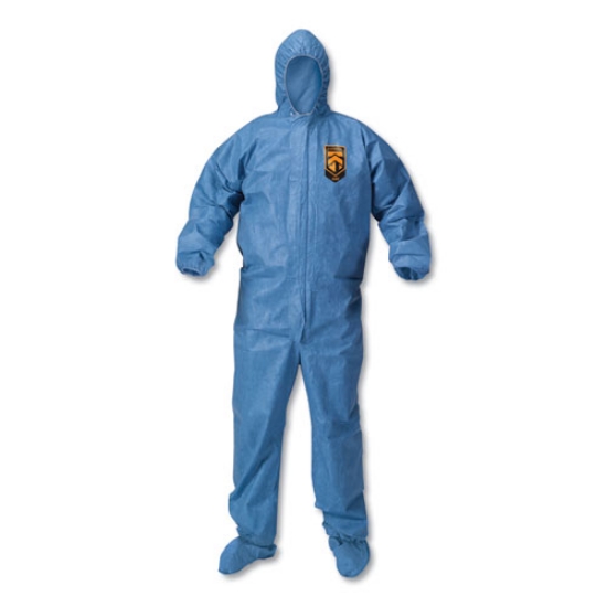Picture of A60 Blood And Chemical Splash Protection Coveralls, Large, Blue, 24/carton