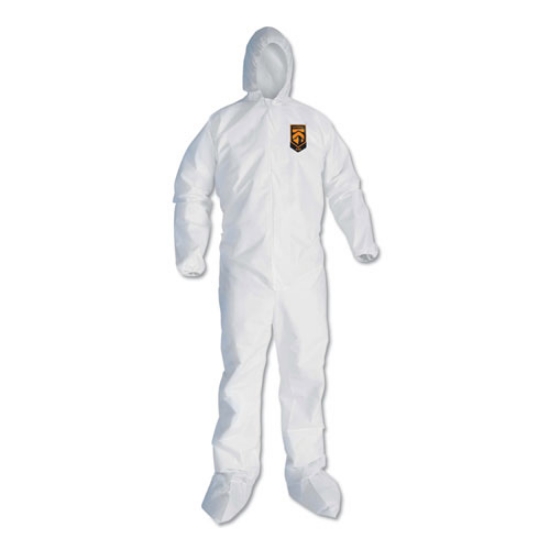 Picture of A30 Elastic Back and Cuff Hooded/Boots Coveralls, 4X-Large, White,  21/Carton