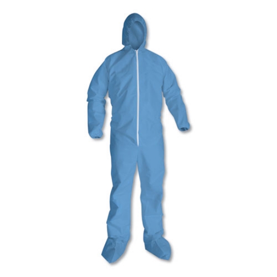 Picture of A65 Zipper Front Hood and Boot Flame-Resistant Coveralls, Elastic Wrist and Ankles, 2X-Large,Blue,  25/Carton