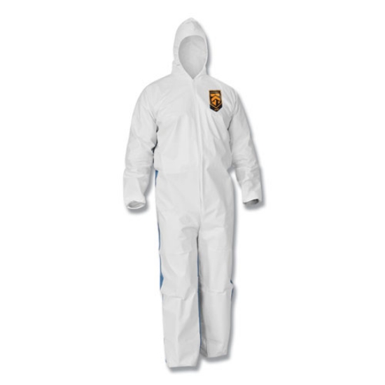 Picture of A35 Liquid And Particle Protection Coveralls, Zipper Front, Hooded, Elastic Wrists And Ankles, Large, White, 25/carton