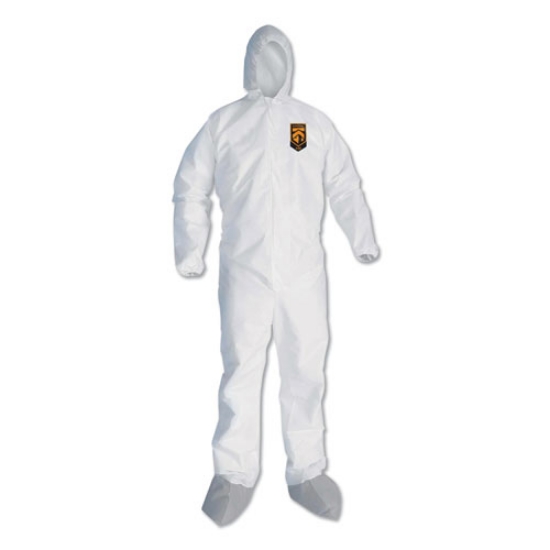 Picture of A45 Liquid/particle Protection Surface Prep/paint Coveralls, Hood, Elastic Wrist/ankles, Boots, 4xl, White, 25/carton