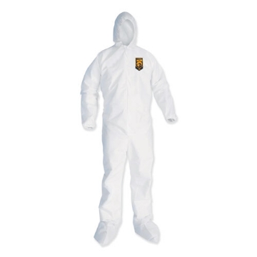 Picture of A35 Liquid And Particle Protection Coveralls, Zipper Front, Hooded, Elastic Wrists And Ankles, 2x-Large, White, 25/carton
