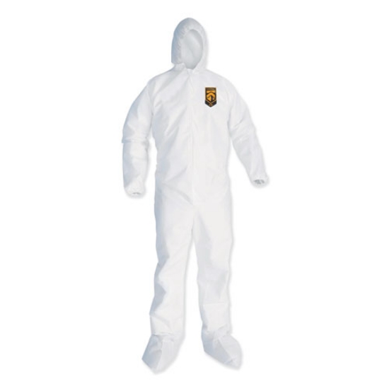 Picture of A35 Liquid And Particle Protection Coveralls, Zipper Front, Hooded, Elastic Wrists And Ankles, 2x-Large, White, 25/carton