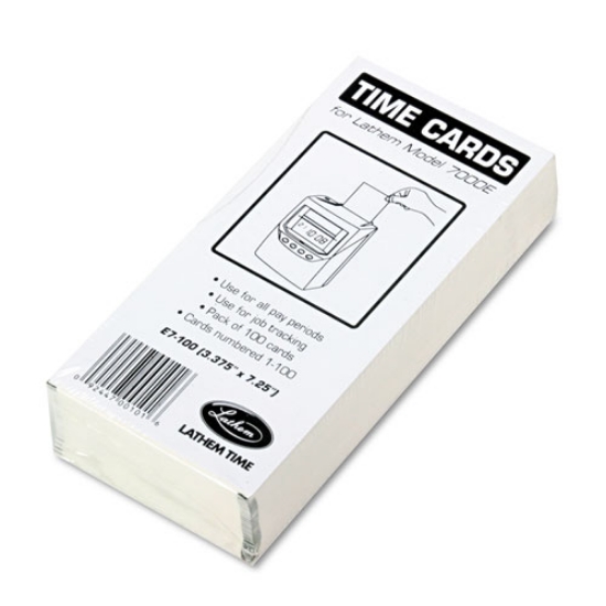 Picture of Time Clock Cards For Lathem Time 7000e, Two Sides, 3.5 X 7.25, 100/pack