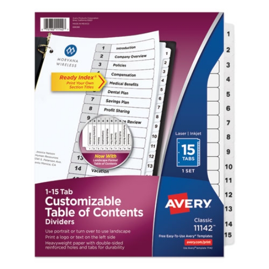 Picture of Customizable TOC Ready Index Black and White Dividers, 15-Tab, 1 to 15, 11 x 8.5, 1 Set
