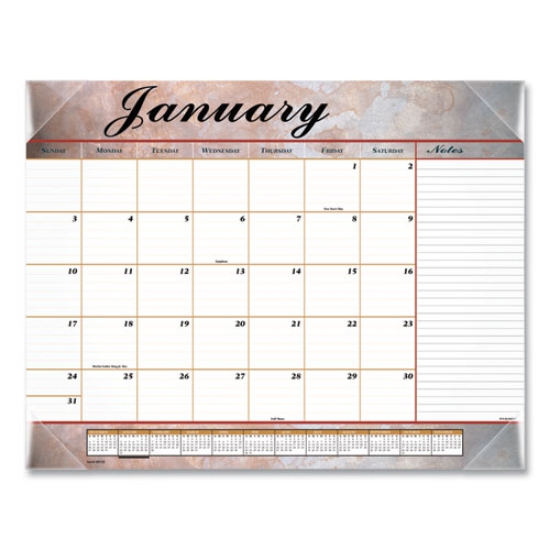 Picture of Marbled Desk Pad, Marbled Artwork, 22 x 17, White/Multicolor Sheets, Clear Corners, 12-Month (Jan to Dec): 2024