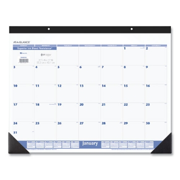 Picture of Desk Pad, 22 x 17, White Sheets, Black Binding, Black Corners, 12-Month (Jan to Dec): 2024