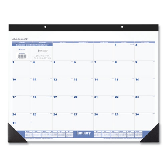 Picture of Desk Pad, 22 x 17, White Sheets, Black Binding, Black Corners, 12-Month (Jan to Dec): 2024