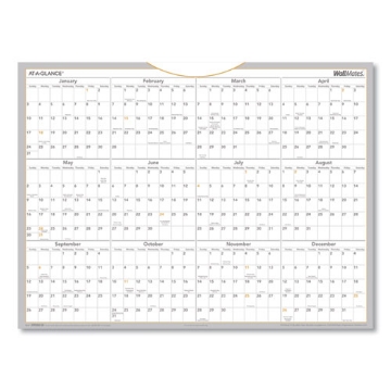Picture of WallMates Self-Adhesive Dry Erase Yearly Planning Surfaces, 24 x 18, White/Gray/Orange Sheets, 12-Month (Jan to Dec): 2024