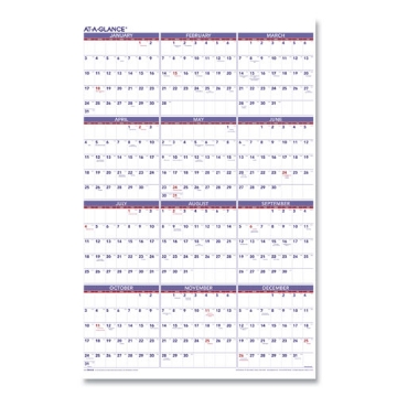 Picture of Yearly Wall Calendar, 24 x 36, White Sheets, 12-Month (Jan to Dec): 2024