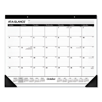 Picture of Academic Year Ruled Desk Pad, 21.75 x 17, White Sheets, Black Binding, Black Corners, 16-Month (Sept to Dec): 2023 to 2024