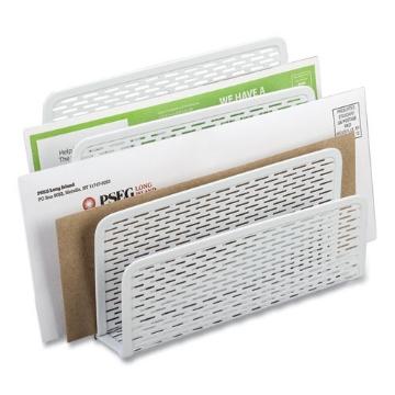 Picture of Urban Collection Punched Metal Letter Sorter, 3 Sections, Dl To A6 Size Files, 6.5" X 3.25" X 5.5", White