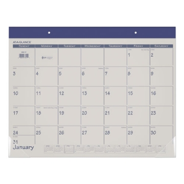 Picture of Fashion Color Desk Pad, 22 x 17, Stone/Blue Sheets, Blue Binding, Clear Corners, 12-Month (Jan to Dec): 2024