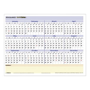 Picture of QuickNotes Mini Erasable Wall Planner, 16 x 12, White/Blue/Yellow Sheets, 12-Month (Jan to Dec): 2024