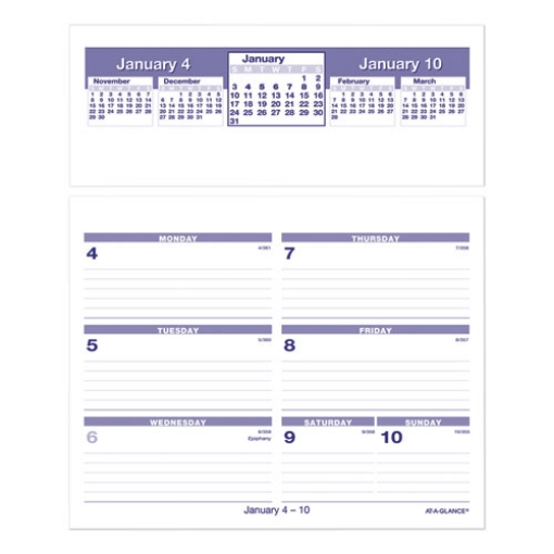 Picture of Flip-A-Week Desk Calendar Refill, 7 x 6, White Sheets, 12-Month (Jan to Dec): 2024