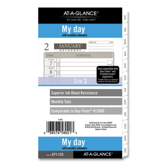 Picture of 1-Page-Per-Day Planner Refills, 6.75 x 3.75, White Sheets, 12-Month (Jan to Dec): 2024