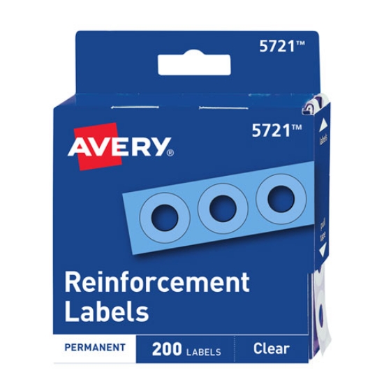Picture of Dispenser Pack Hole Reinforcements, 0.25" Dia, Clear, 200/Pack, (5721)