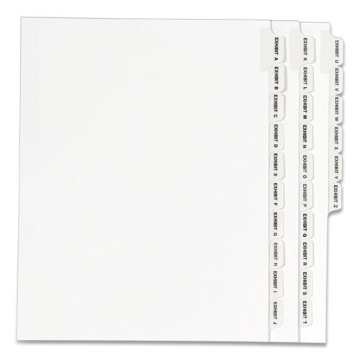Picture of preprinted legal exhibit side tab index dividers, avery style, 26-tab, exhibit a to exhibit z, 11 x 8.5, white, 1 set, (1370)