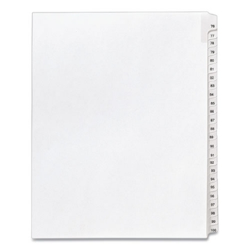Picture of Preprinted Legal Exhibit Side Tab Index Dividers, Allstate Style, 25-Tab, 76 To 100, 11 X 8.5, White, 1 Set, (1704)